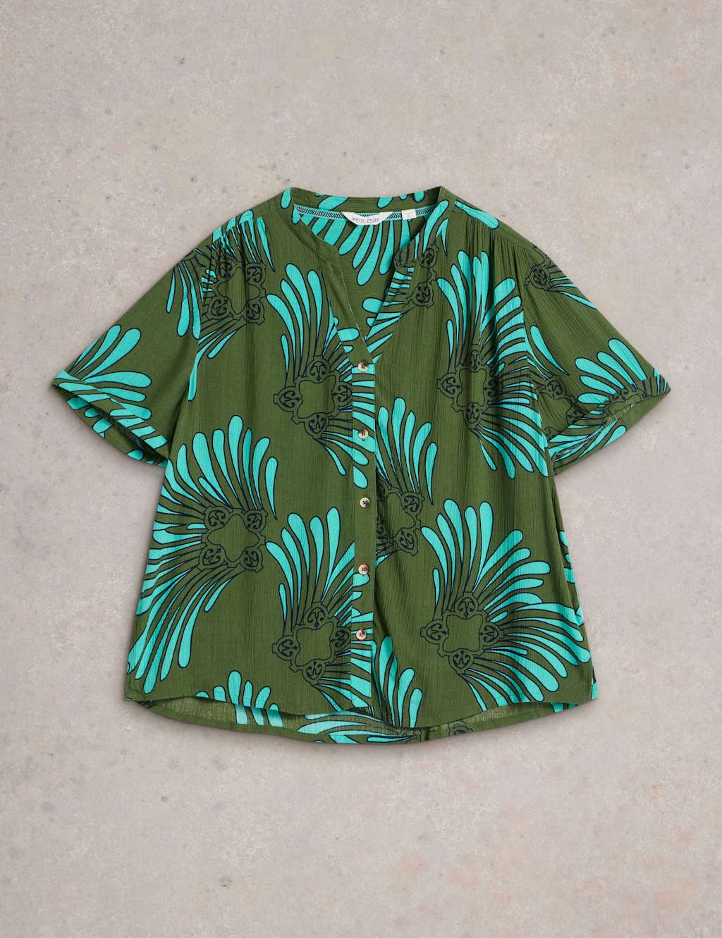 Printed Notch Neck Beach Shirt 2 of 6