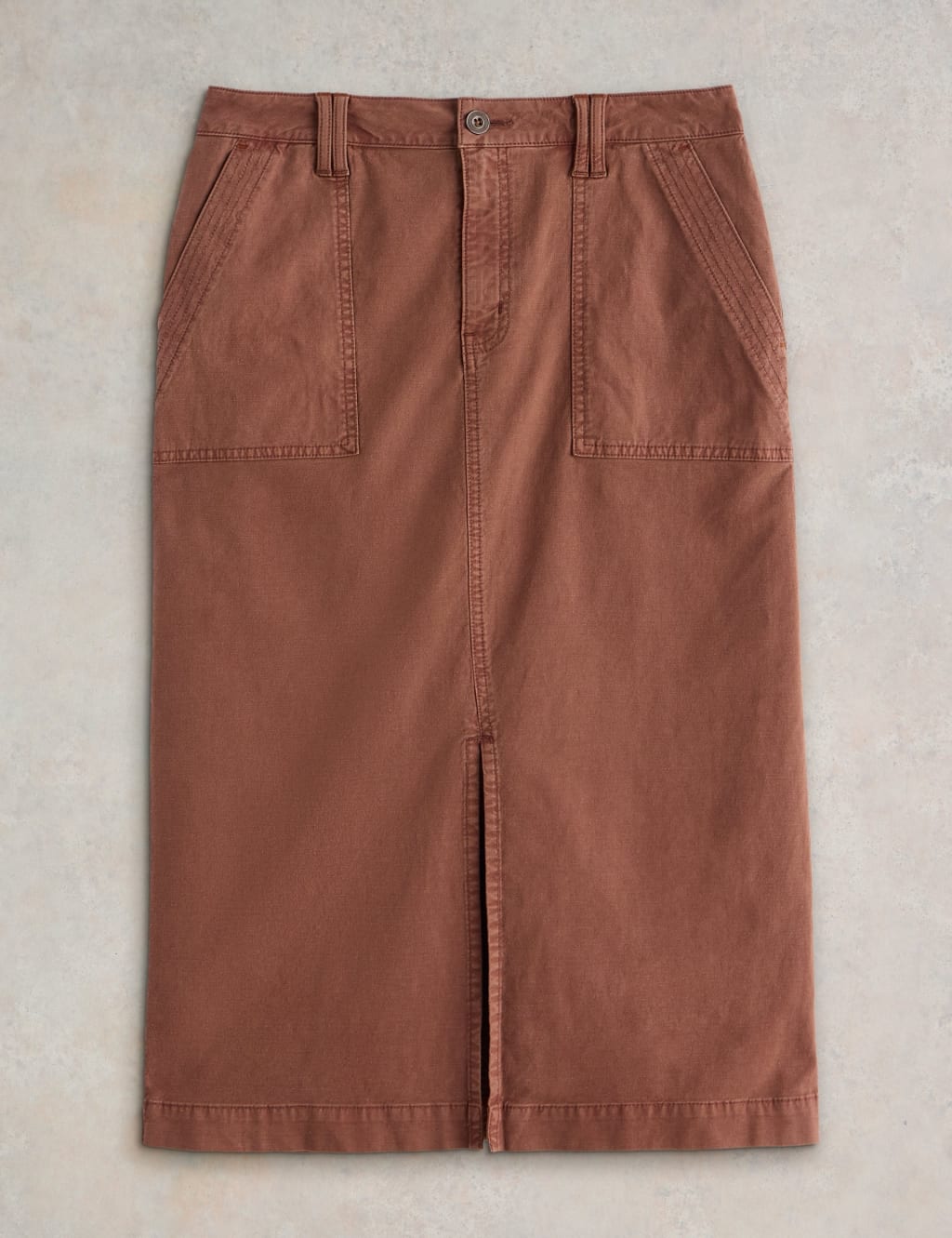 Cotton Rich Midi A-Line Skirt with Linen 2 of 6