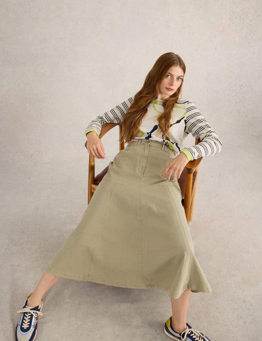 Cotton Rich Midaxi A-Line Skirt 3 of 6