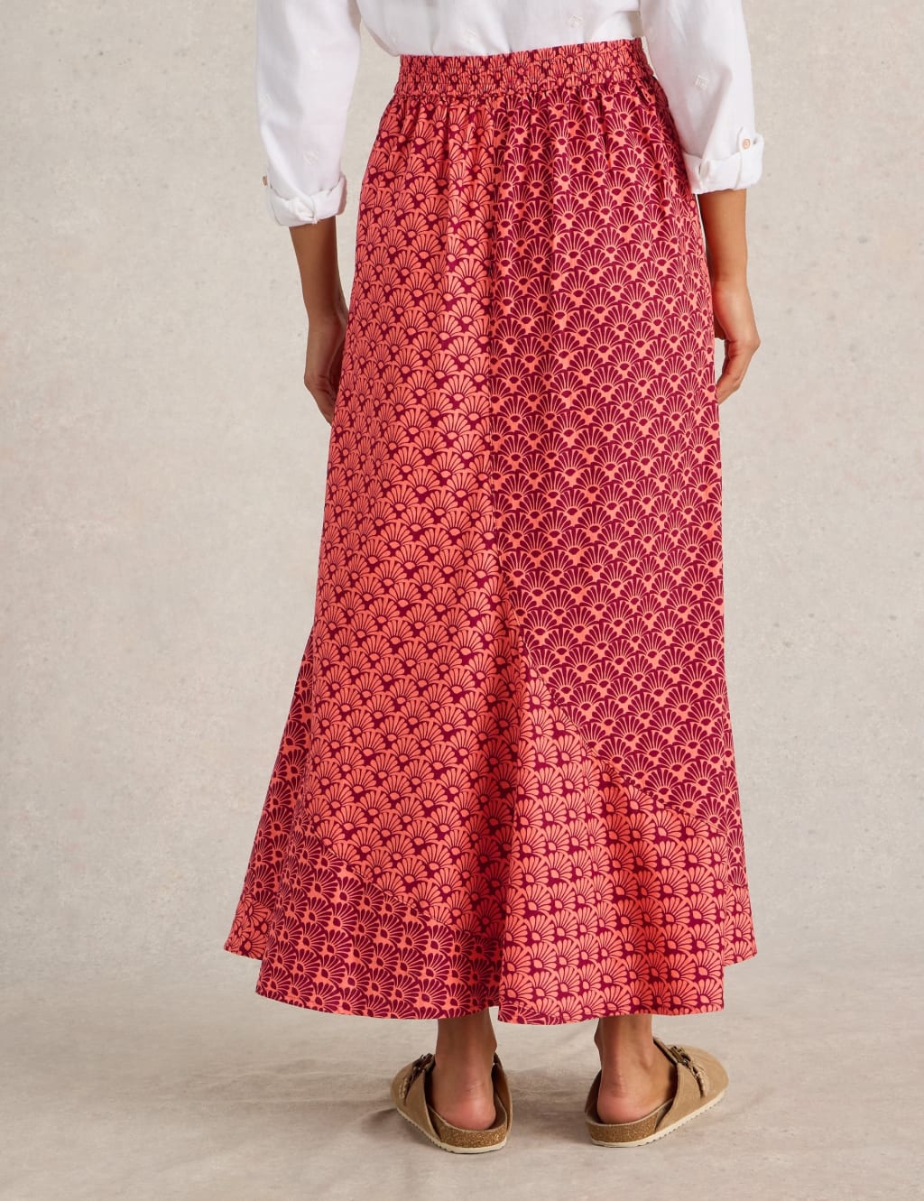 Linen Rich Printed Maxi A-Line Skirt 4 of 6