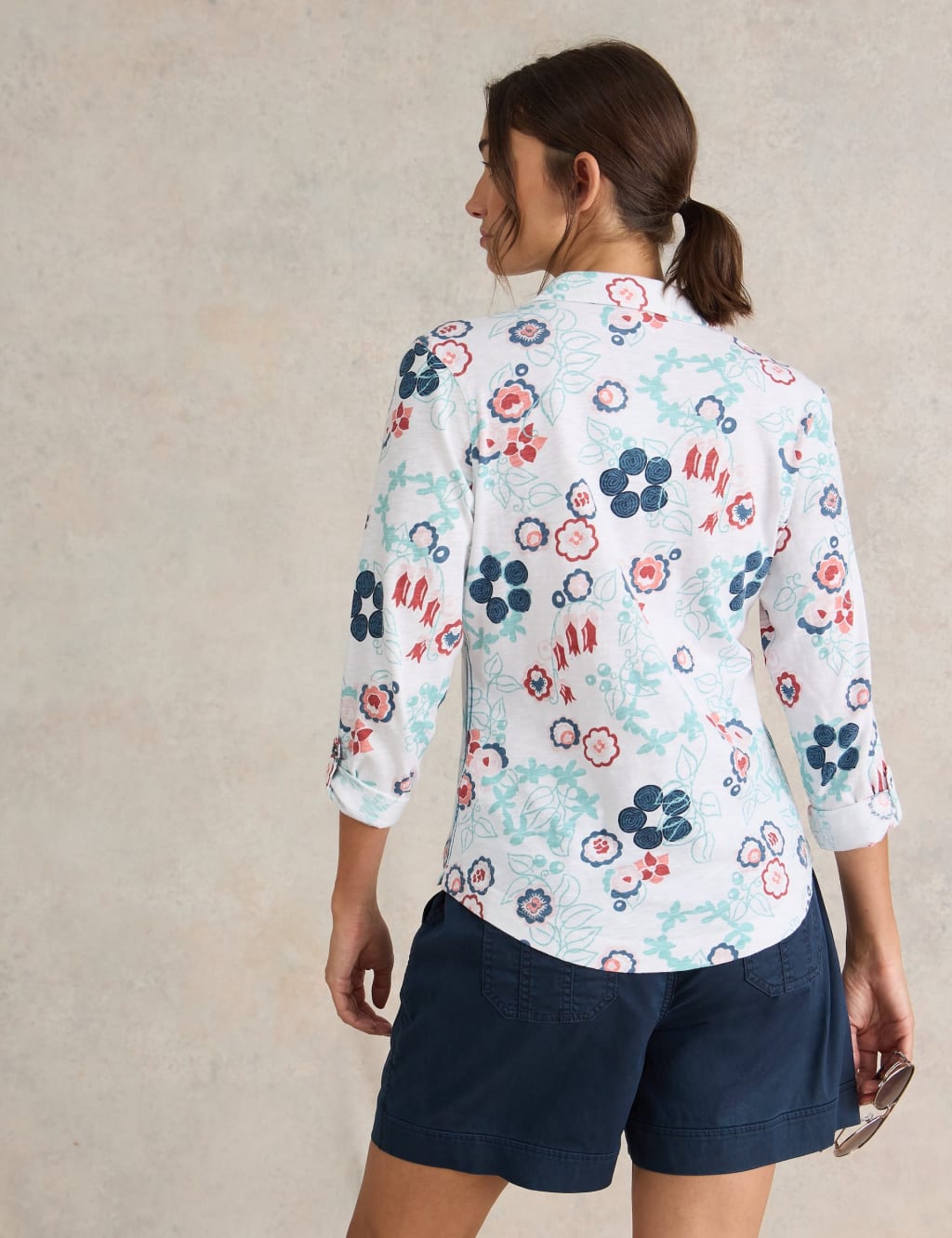Jersey Printed Collared V-Neck Shirt 3 of 6