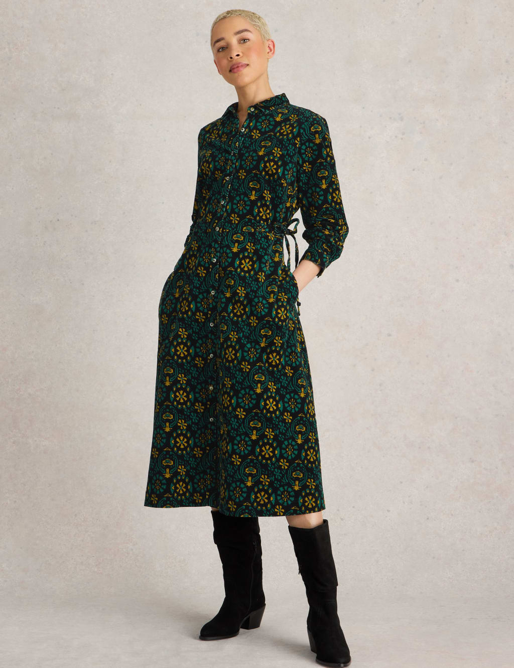 Printed midi shirt dress top