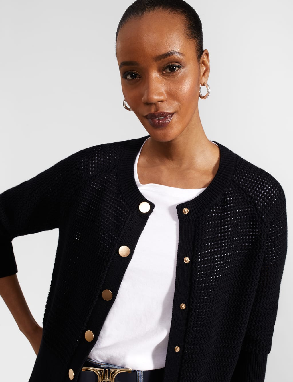 Pure Cotton Knitted Button Front Cardigan