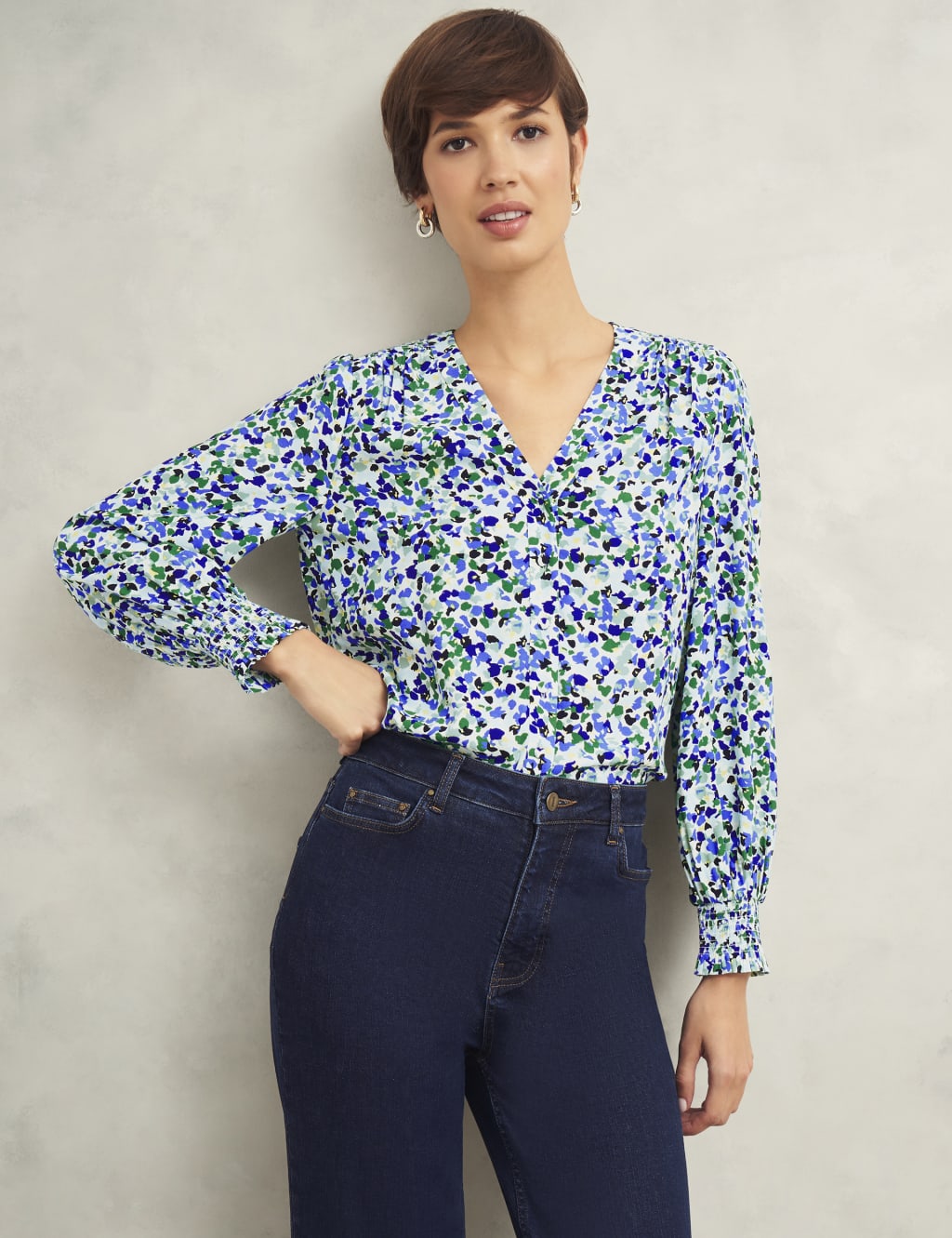 Floral V-Neck Blouson Sleeve Blouse 5 of 7