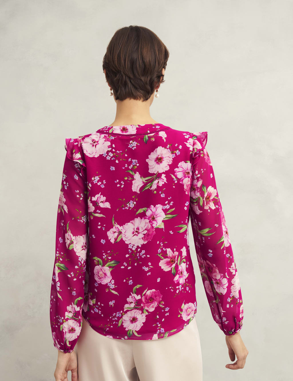Floral V-Neck Frill Detail Blouse 3 of 7