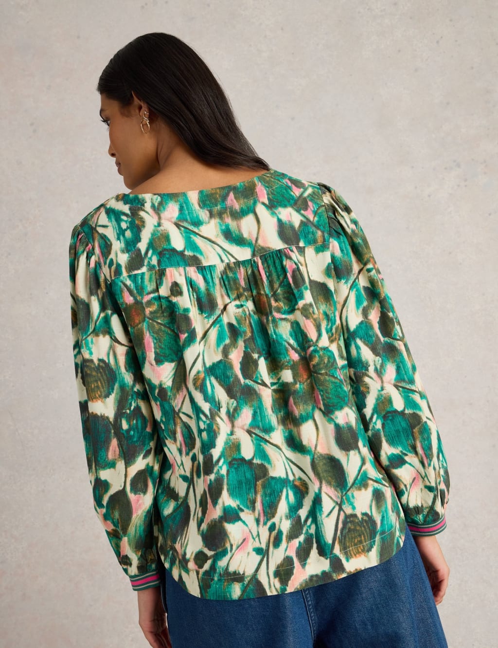 Botanical Print Round Neck Blouse 4 of 6