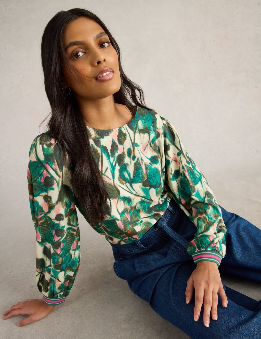 Botanical Print Round Neck Blouse 5 of 6