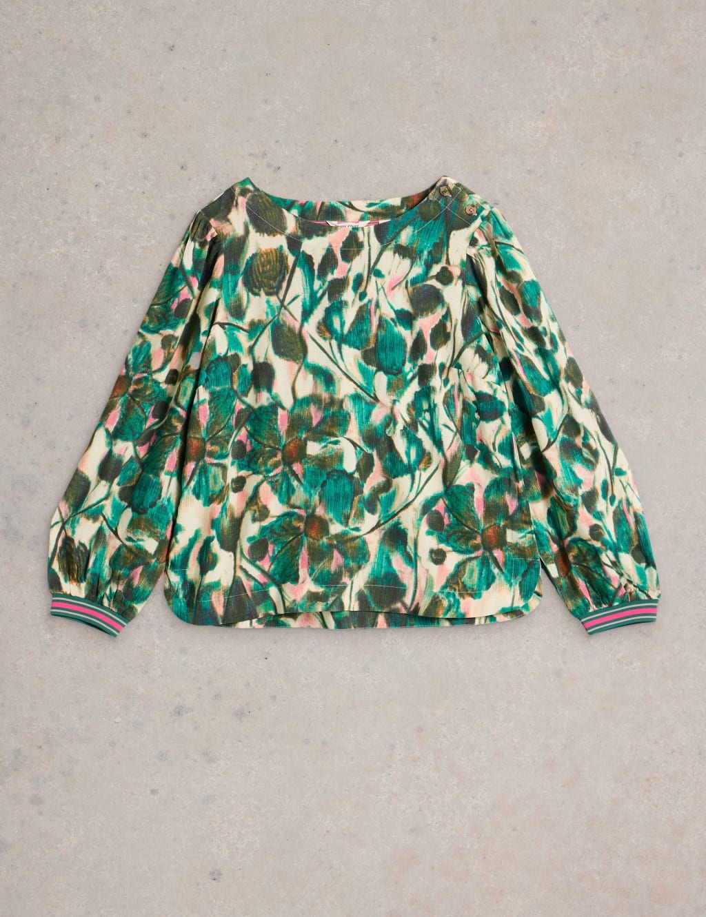 Botanical Print Round Neck Blouse 2 of 6