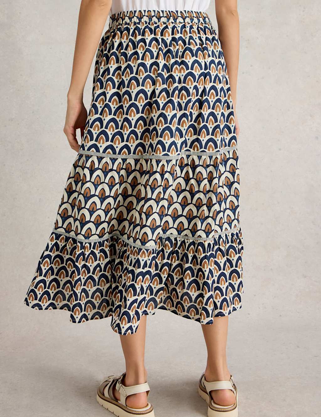 Pure Cotton Printed Midi Tiered Skirt 4 of 6