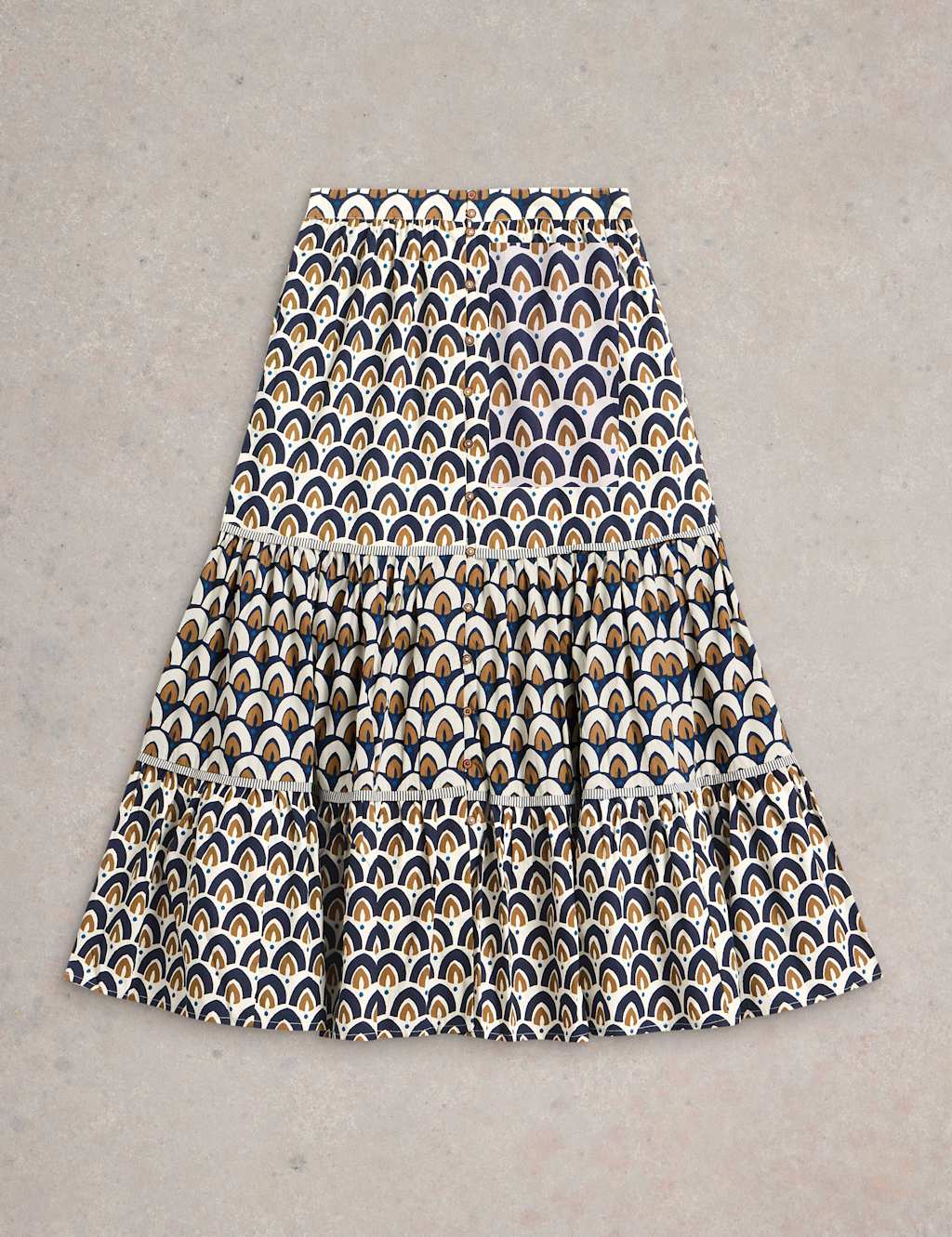 Pure Cotton Printed Midi Tiered Skirt 2 of 6