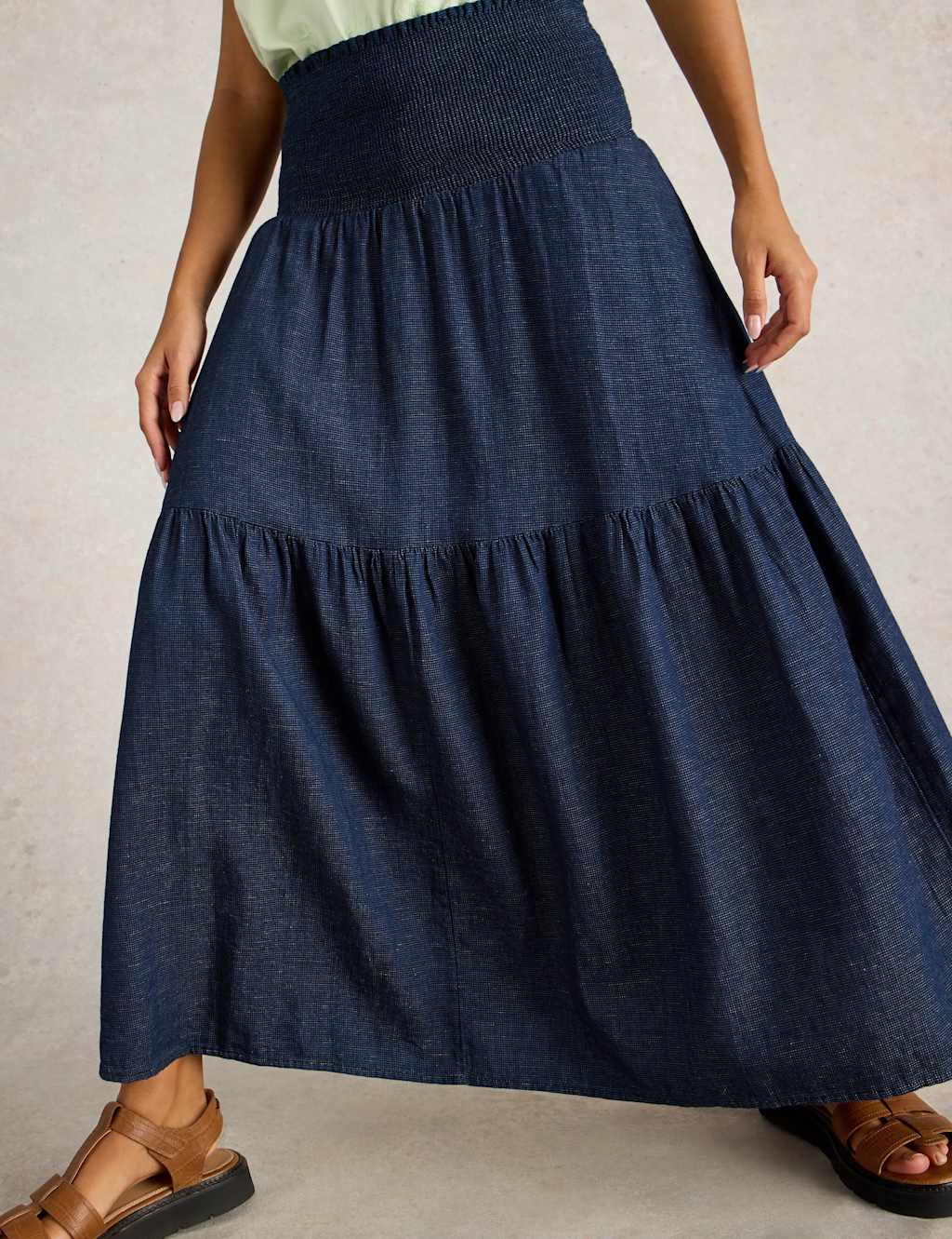 Pure Cotton Textured Maxi Tiered Skirt 3 of 6