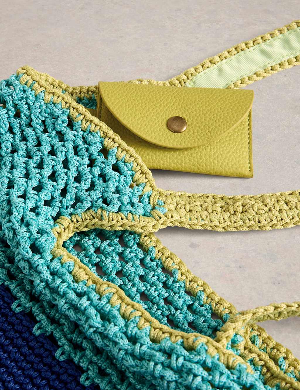 Pure Cotton Crochet Shopper with Coin Purse 4 of 4