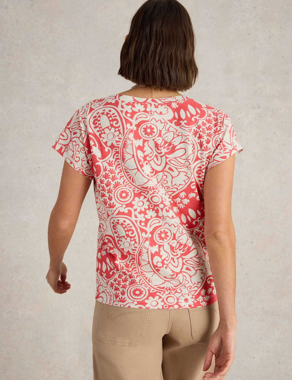Pure Cotton Printed Notch Neck T-Shirt 4 of 6