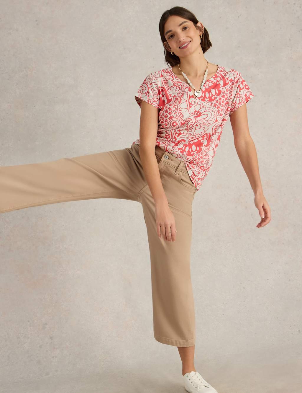 Pure Cotton Printed Notch Neck T-Shirt 5 of 6