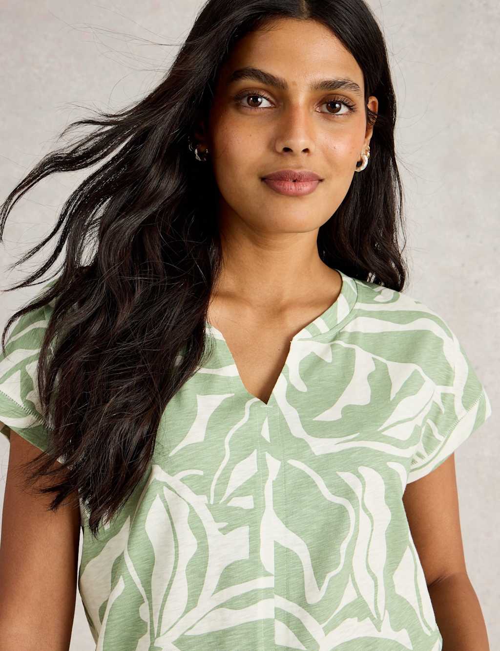 Pure Cotton Printed Notch Neck T-Shirt 5 of 6