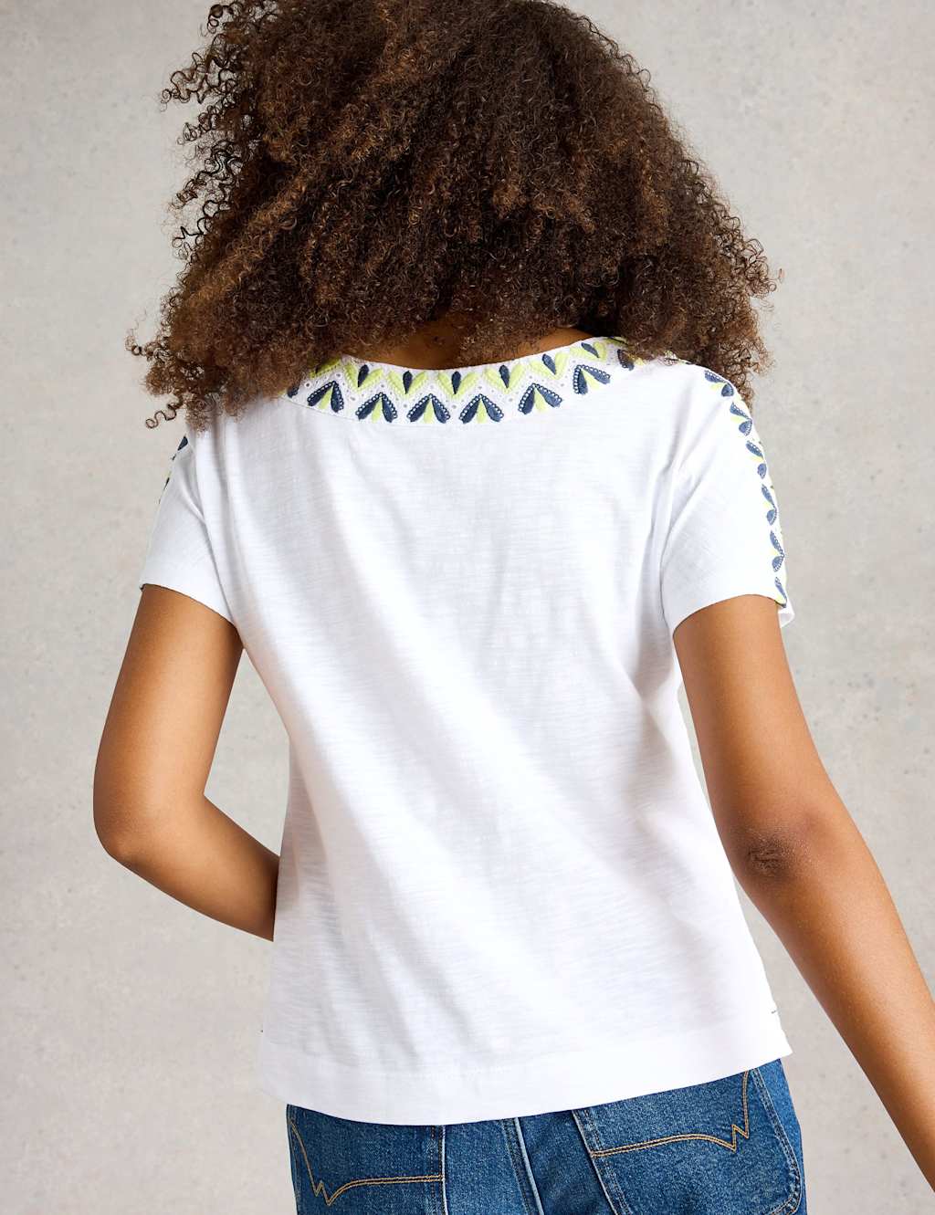 Cotton Rich Embroidered V-Neck Top 4 of 6