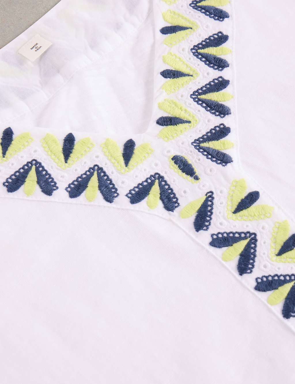 Cotton Rich Embroidered V-Neck Top 6 of 6
