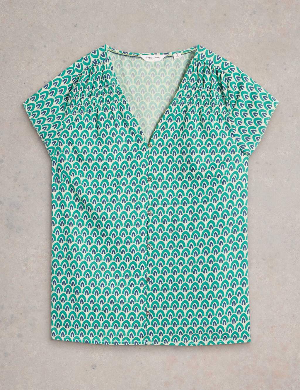 Pure Cotton Geometric V-Neck Top 2 of 6