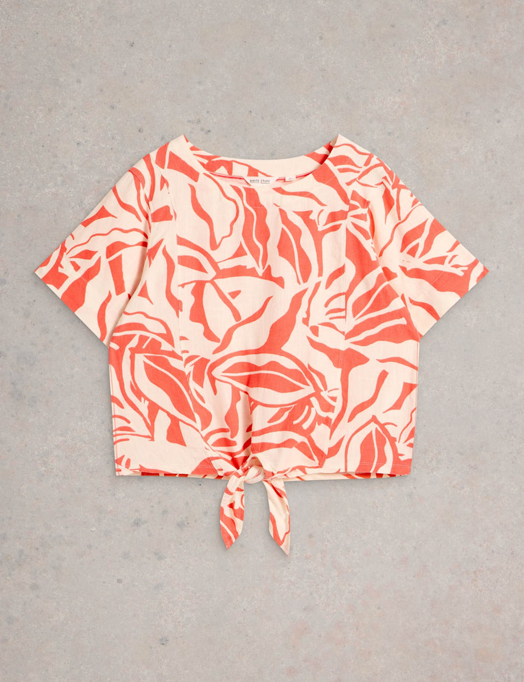 Printed Round Neck Top with Linen 2 of 6