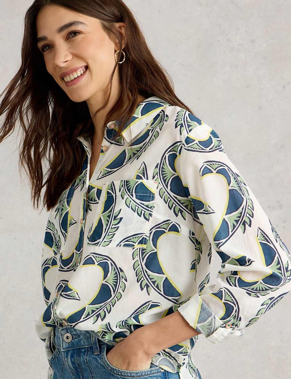 Pure Cotton Printed Button Through Shirt 5 of 6