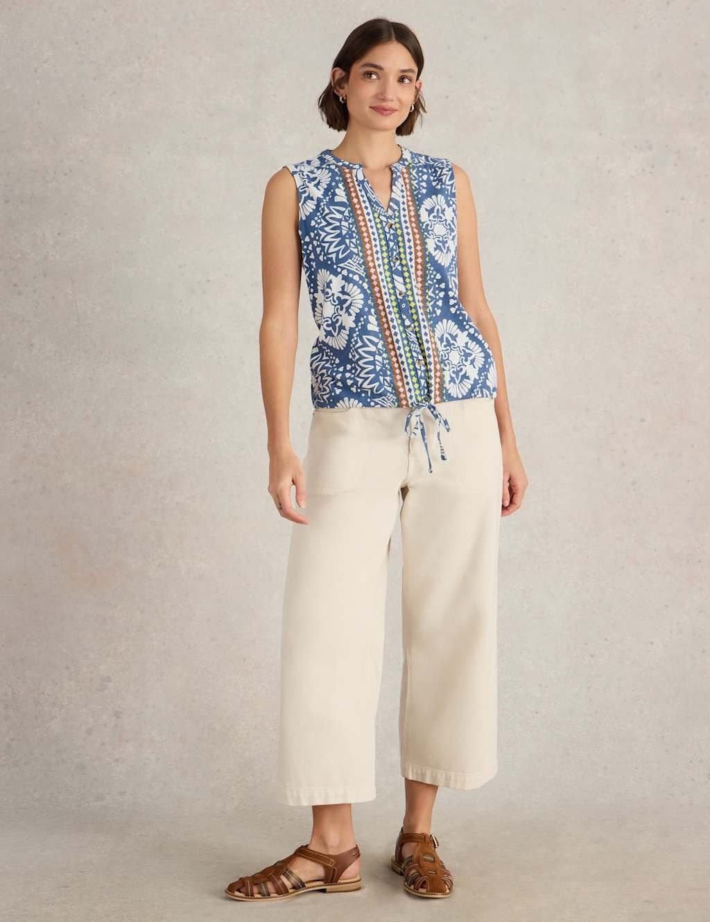 Pure Cotton Printed Sleeveless Top 3 of 6