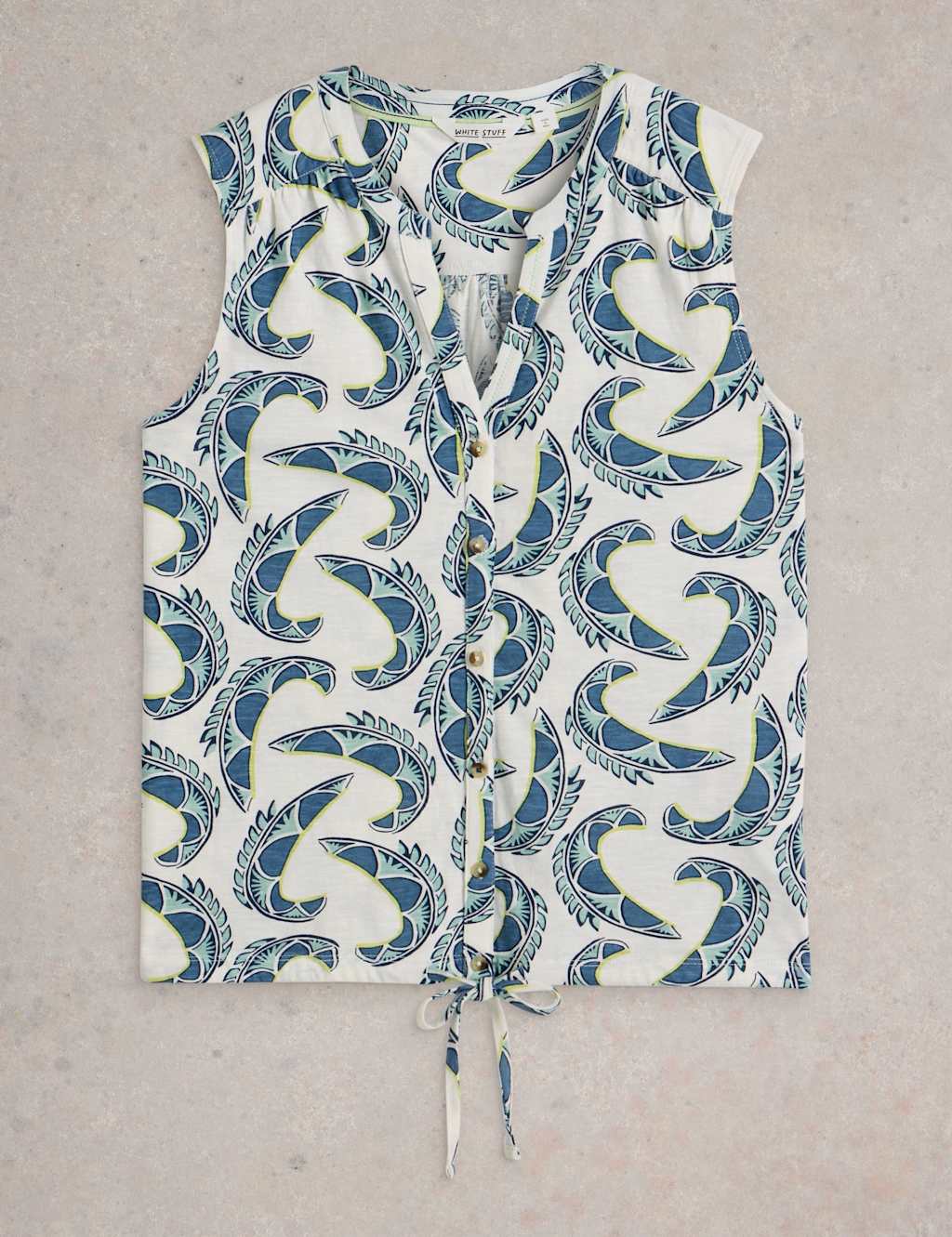 Pure Cotton Printed Tie Detail Blouse 2 of 5