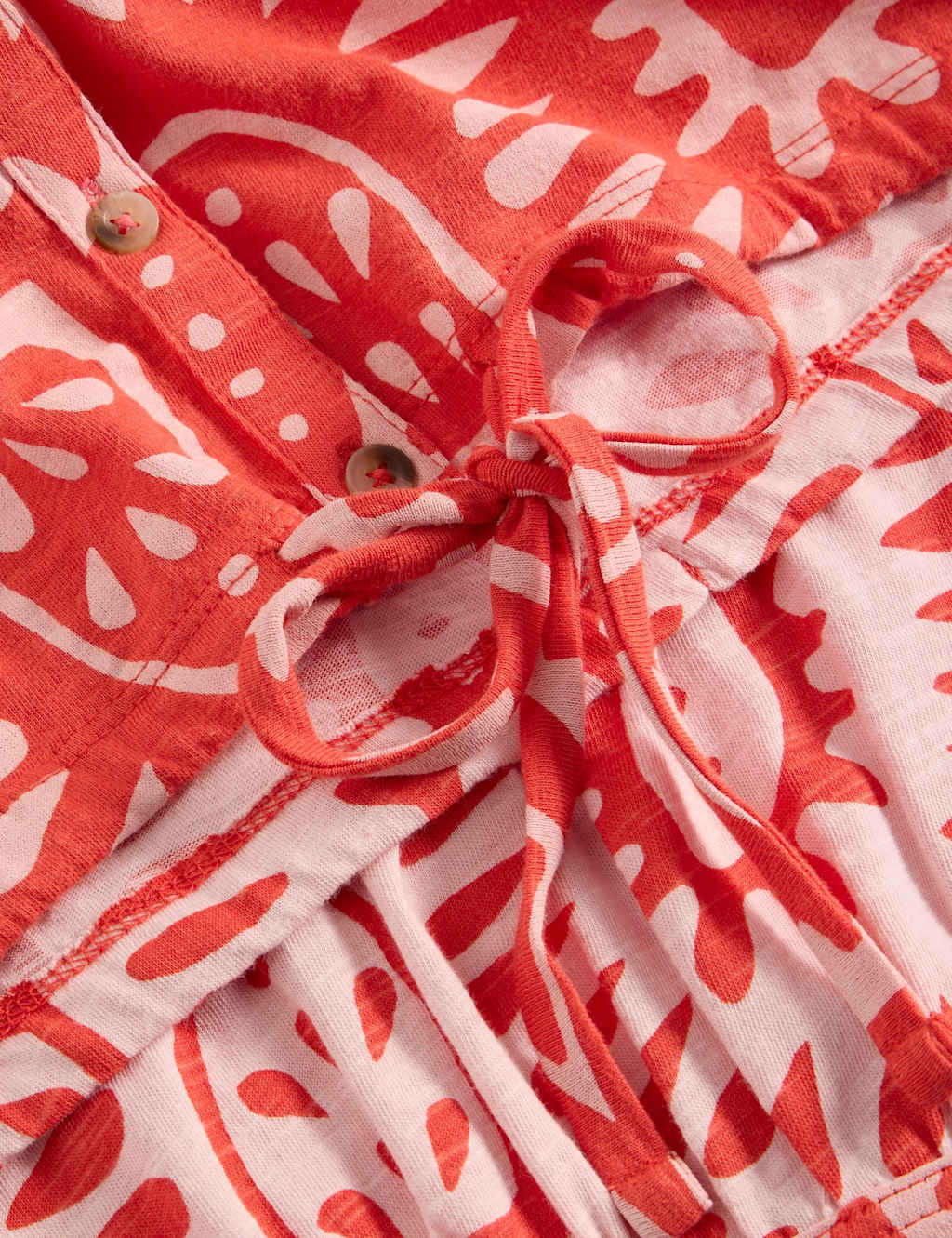 Pure Cotton Printed V-Neck Tie Detail Shirt 6 of 6