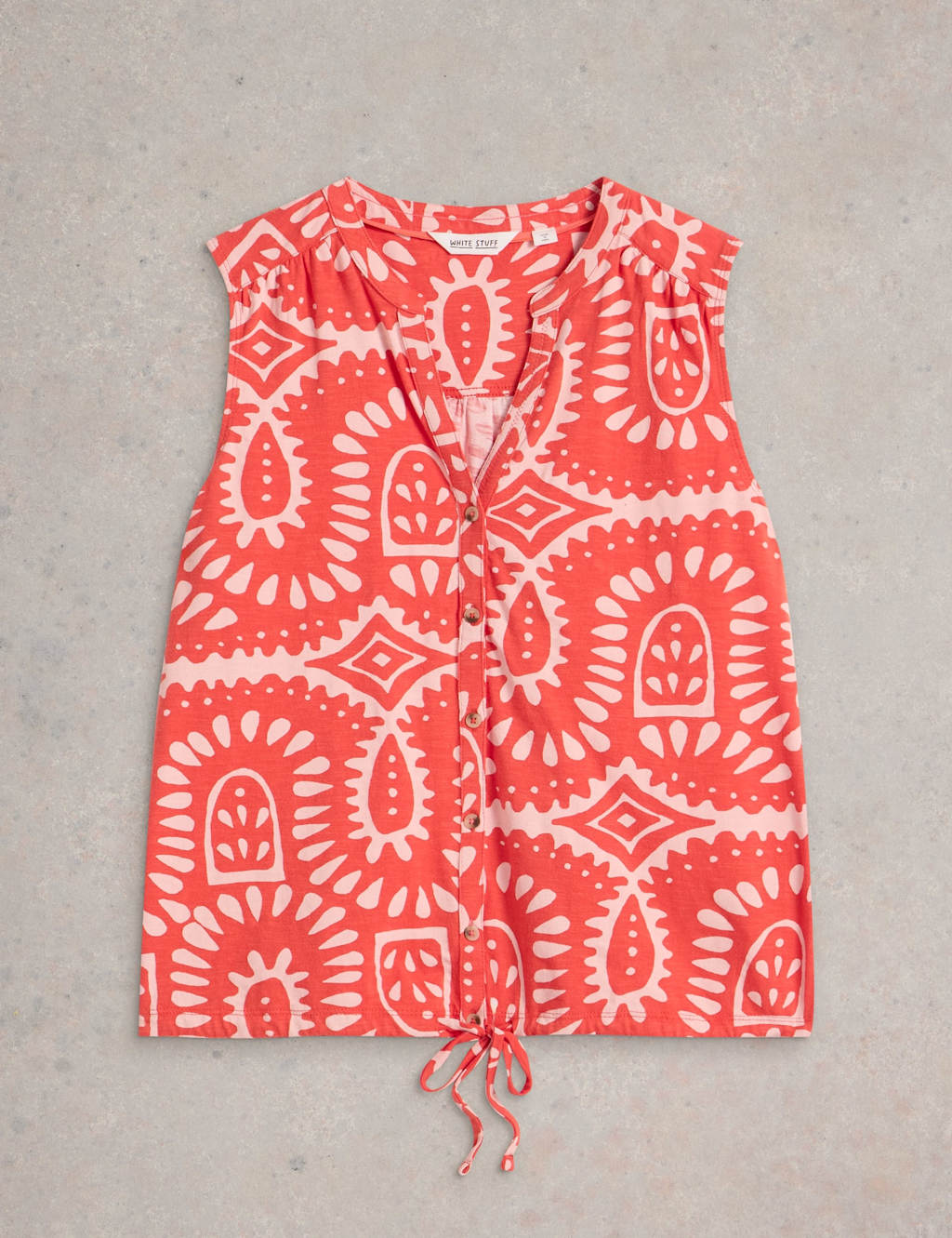 Pure Cotton Printed V-Neck Tie Detail Shirt 2 of 6