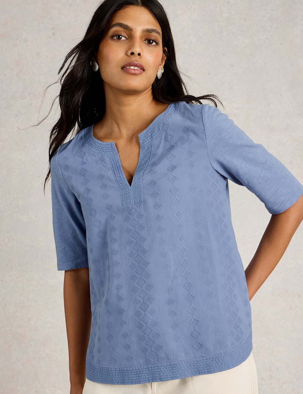 Pure Cotton Embroidered Top 1 of 6