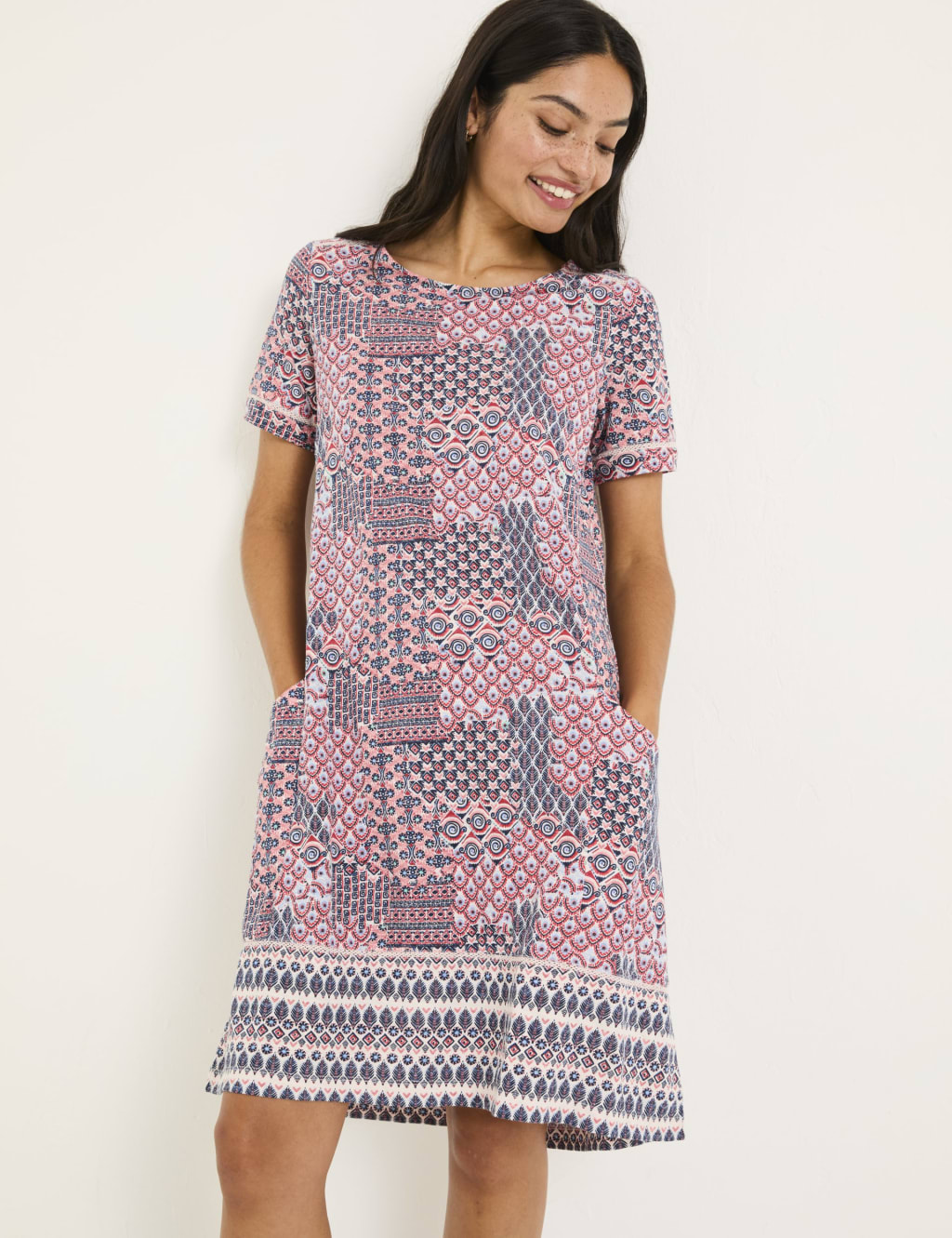 Cotton Rich Geometric Mini Dress 1 of 5