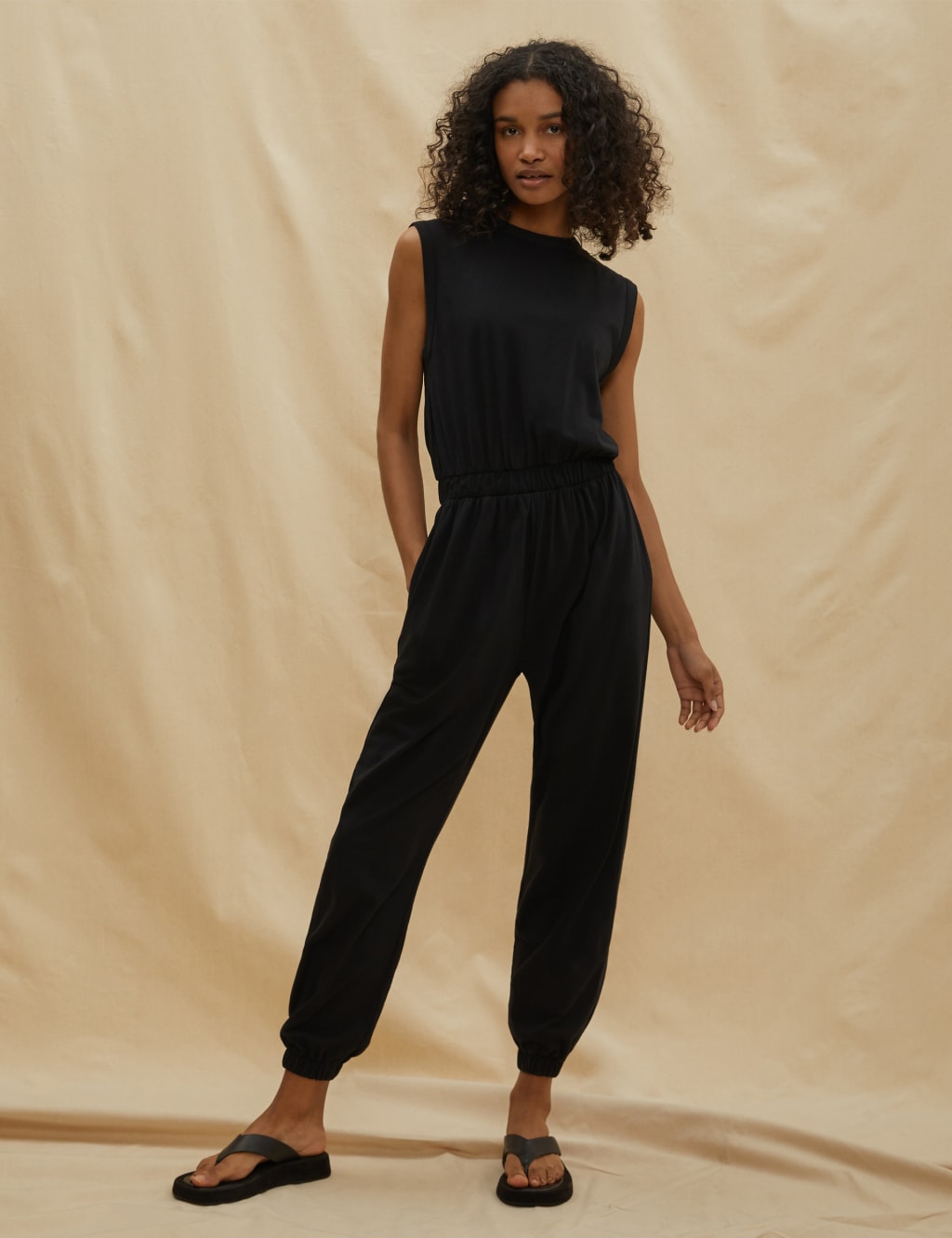 Cotton Sleeveless Jumpsuit