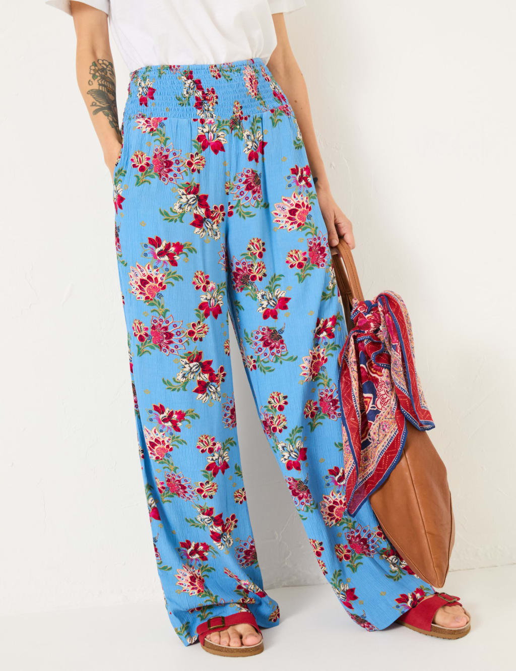 Floral Elasticated Waist Palazzo Trousers 3 of 5