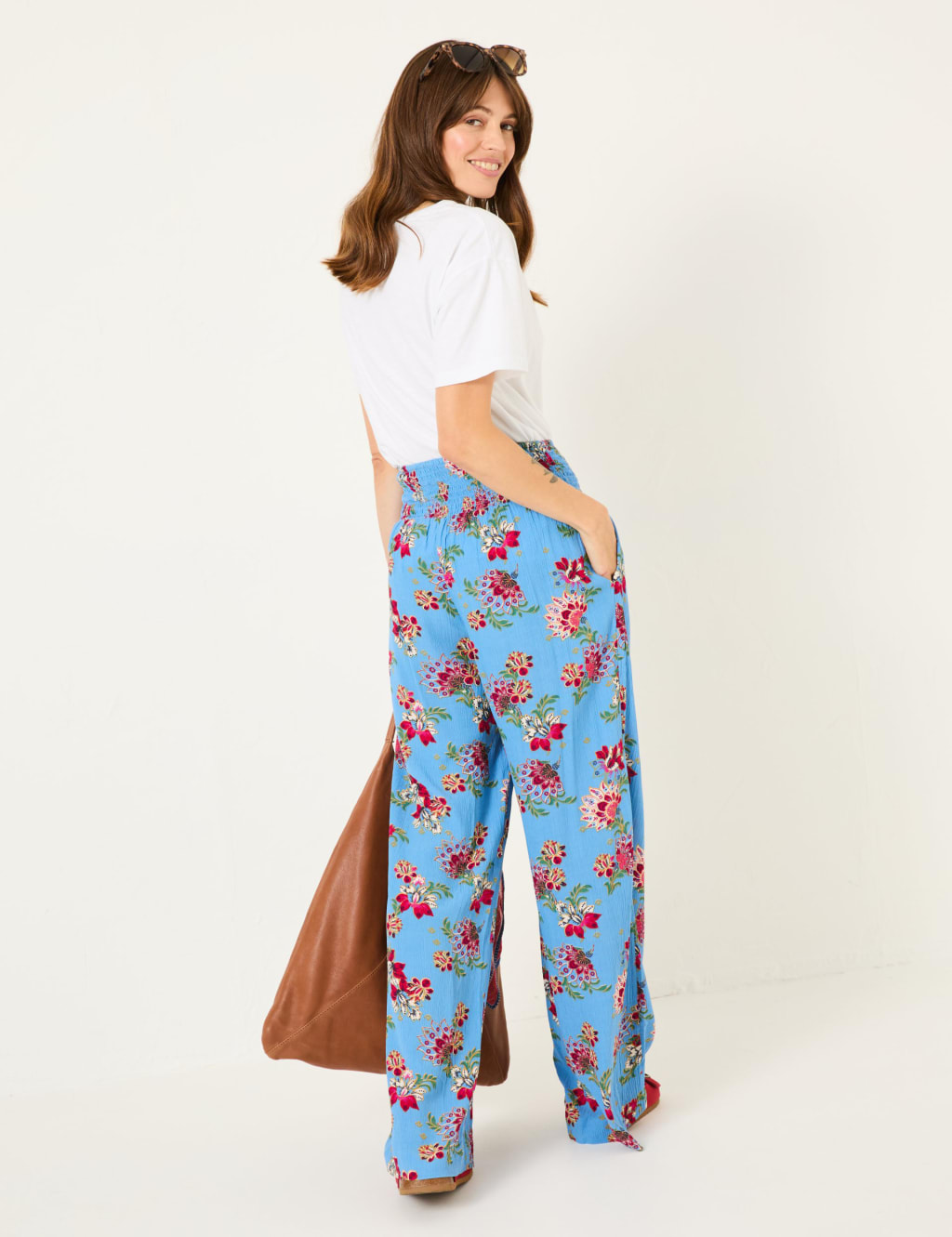Floral Elasticated Waist Palazzo Trousers 4 of 5