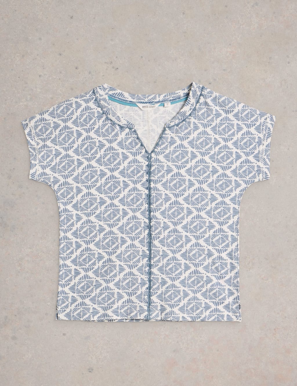 Pure Cotton Embroidered Notch Neck T-Shirt 2 of 6