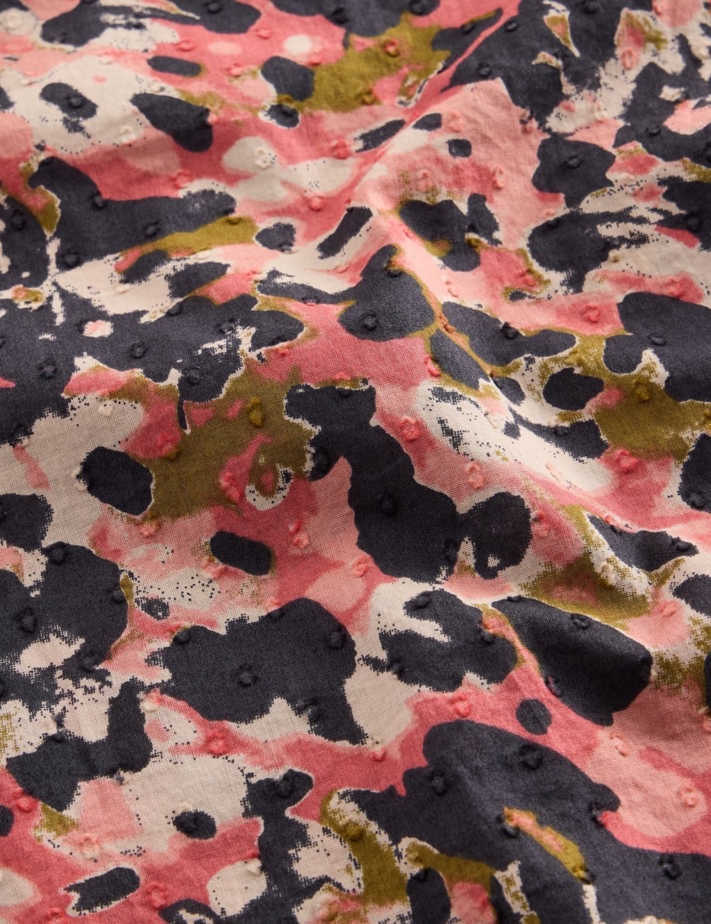Pure Cotton Abstract V-Neck Shirred Blouse 3 of 7