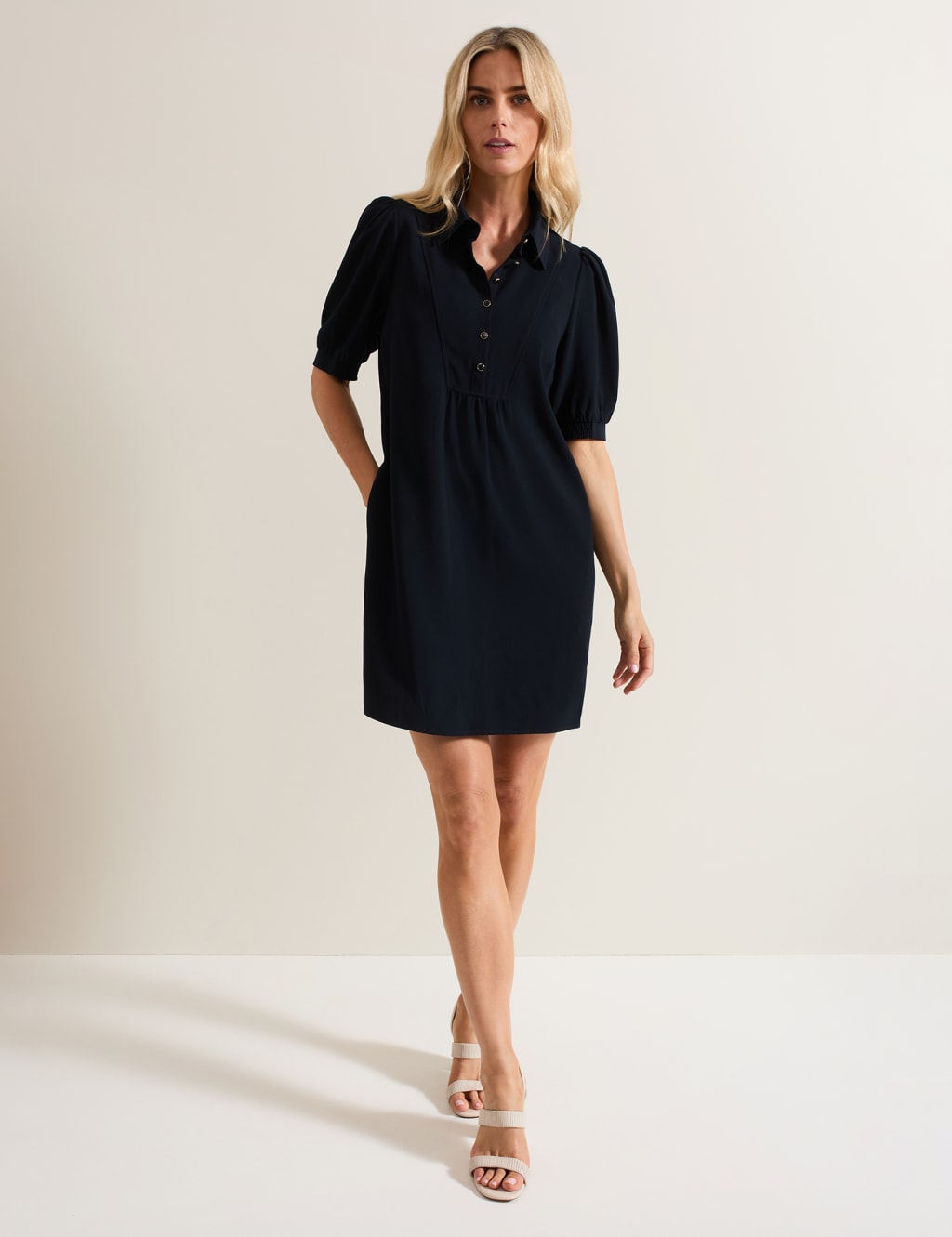 Jersey Button Detail Mini Swing Dress Phase Eight M S