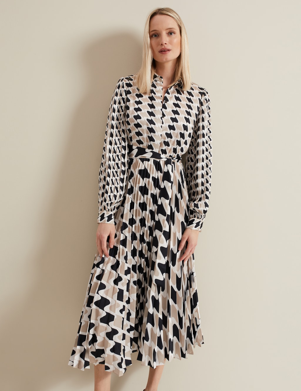Pleated midi shirt dress online