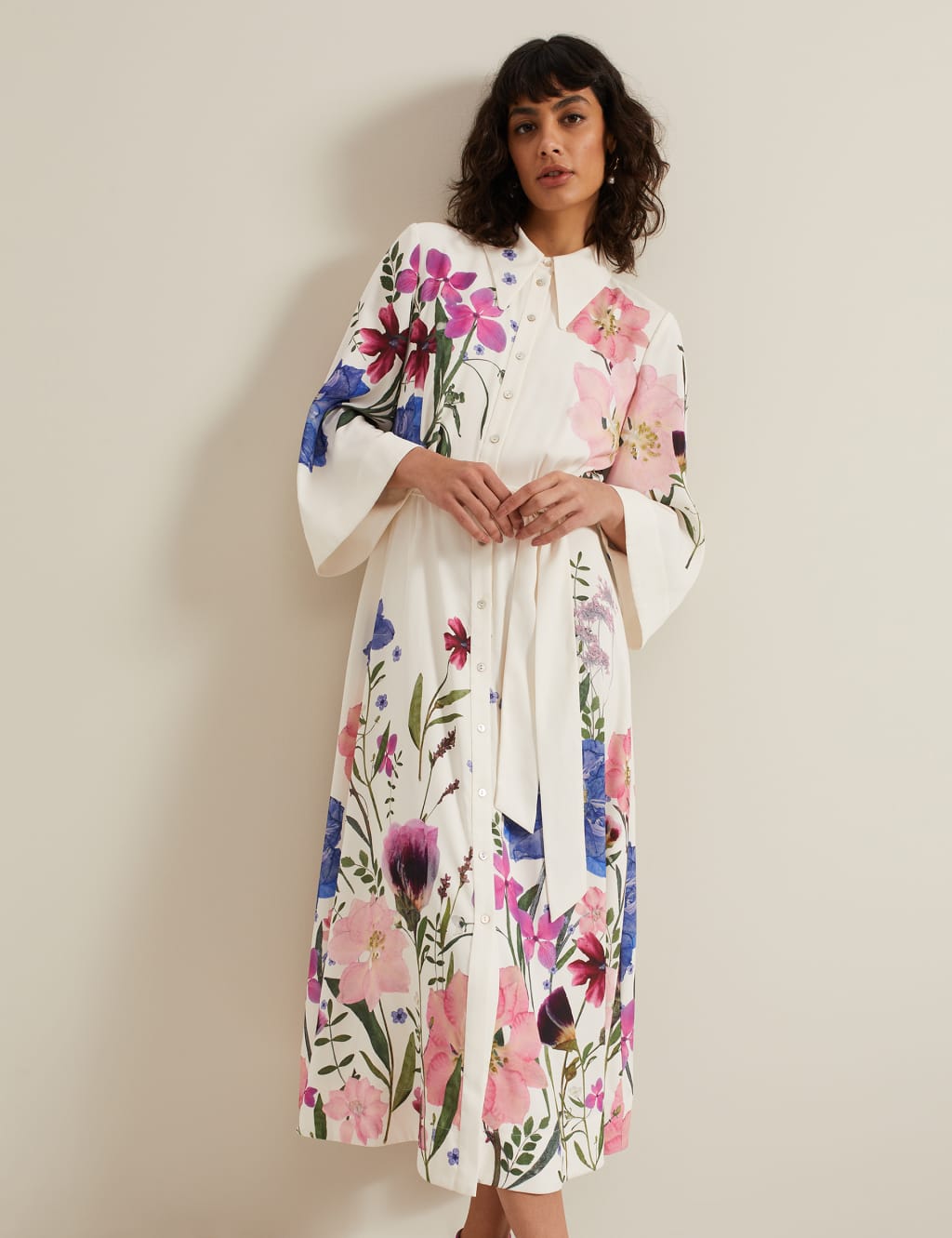 Floral shirt dress midi best sale