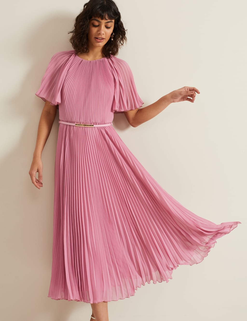 Pink midi skater dress clearance