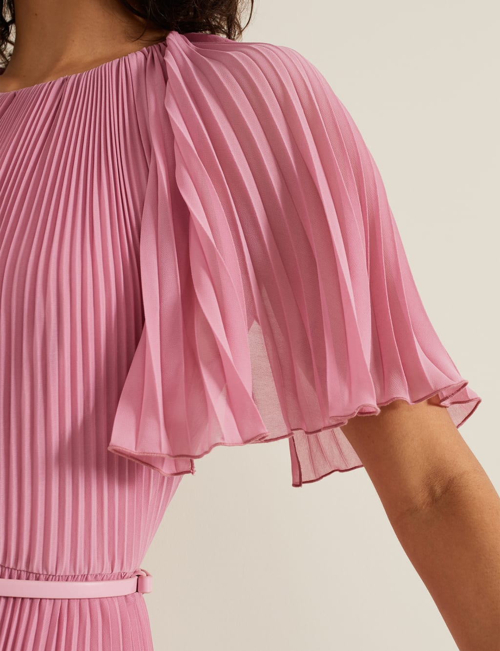 Chiffon pleated back midi skater dress clearance