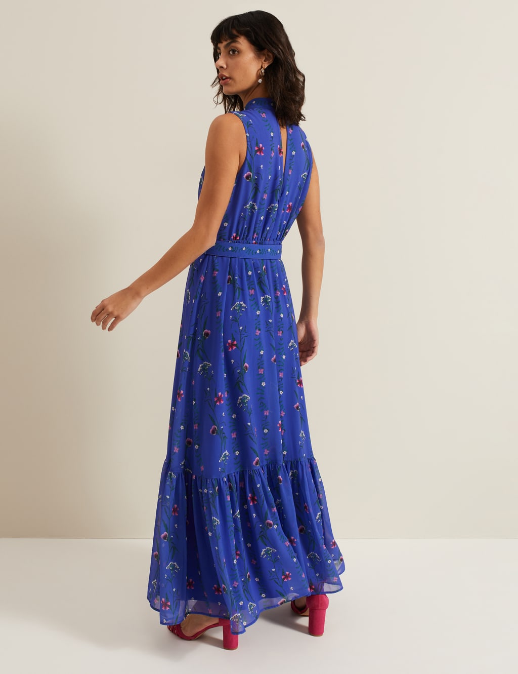 Floral Tie Waist Maxi Tiered Dress 3 of 5