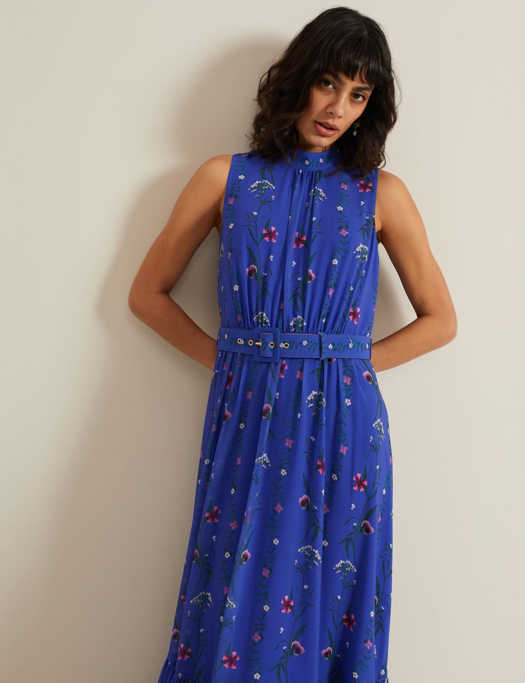 Floral Tie Waist Maxi Tiered Dress 4 of 5
