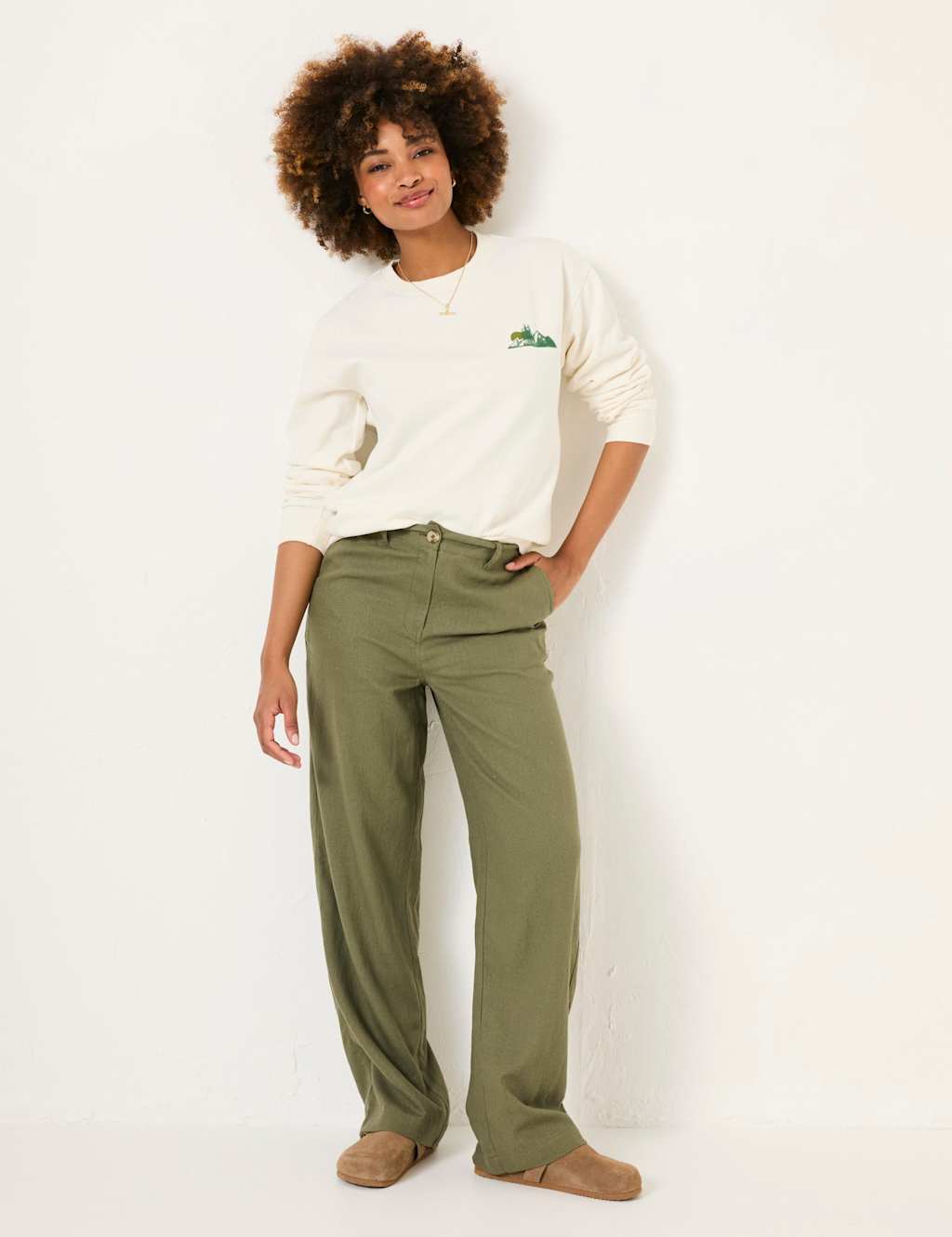 Linen Rich Wide Leg Trousers 3 of 6