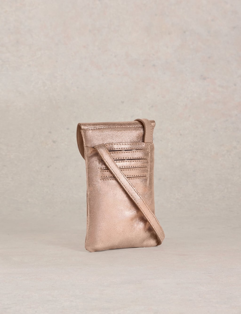 Leather Metallic Cross Body Phone Bag 3 of 4