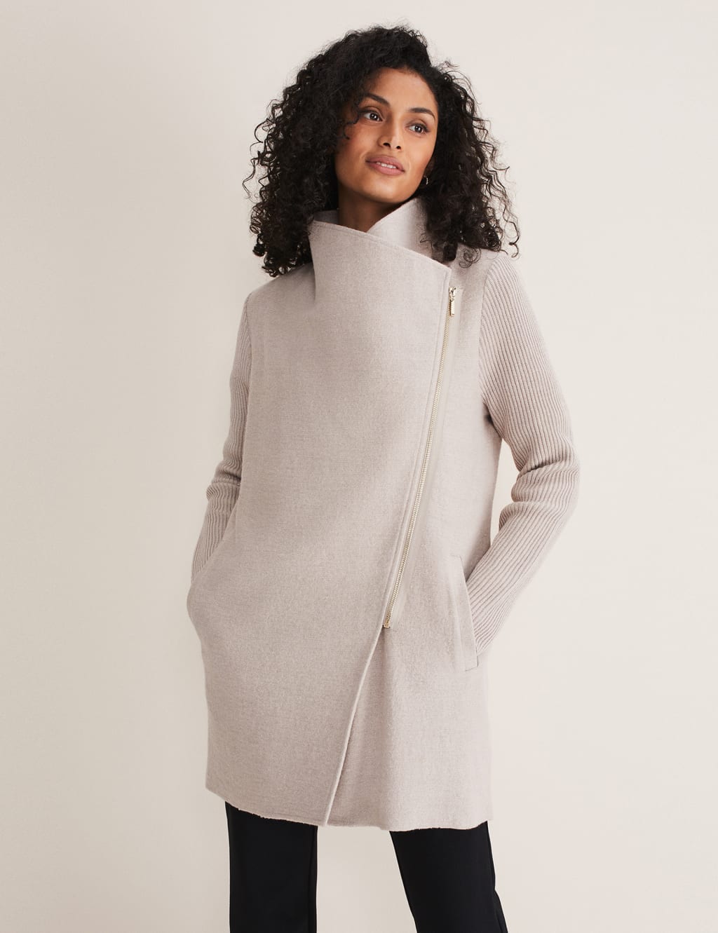 Funnel neck wrap coat online