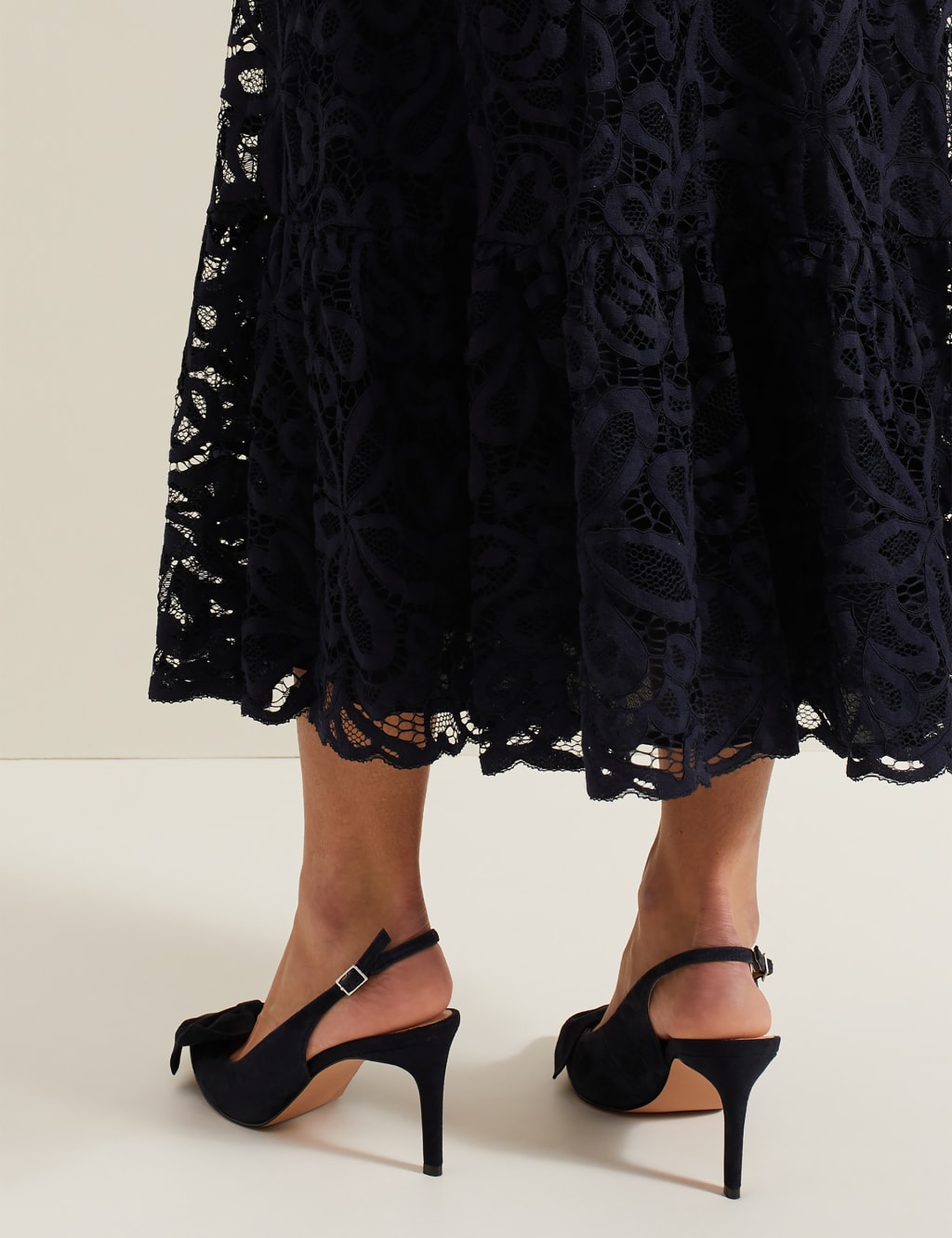 Suede Bow Pointed Slingback Shoes 4 of 8