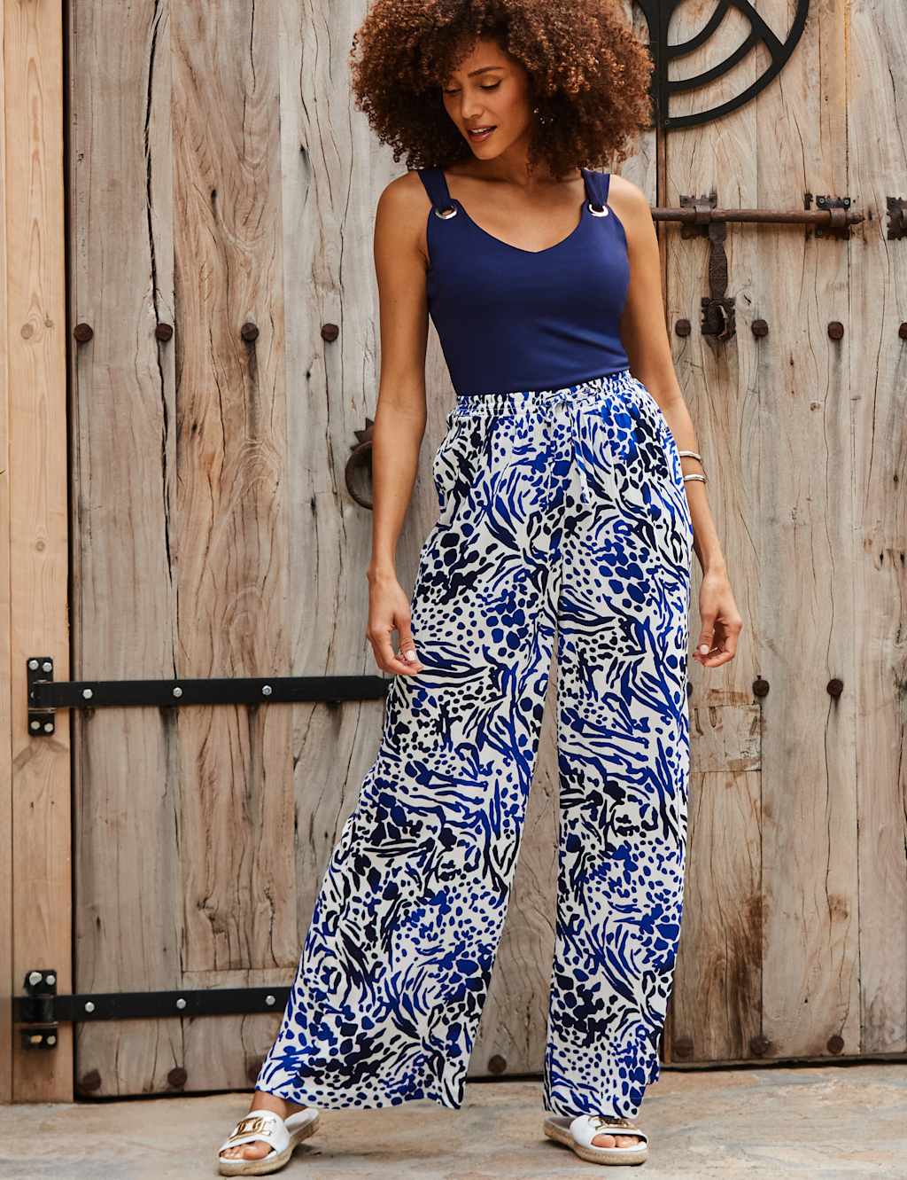 Textured Animal Print Wide Leg Trousers 6 of 6