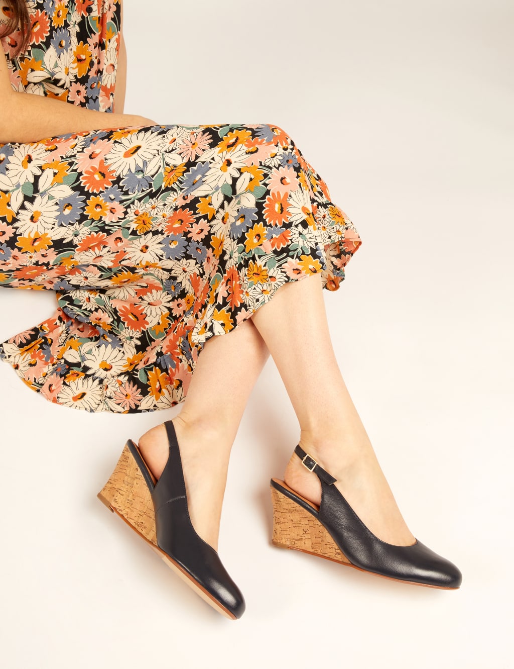 Leather Wedge Slingback Shoes 1 of 7