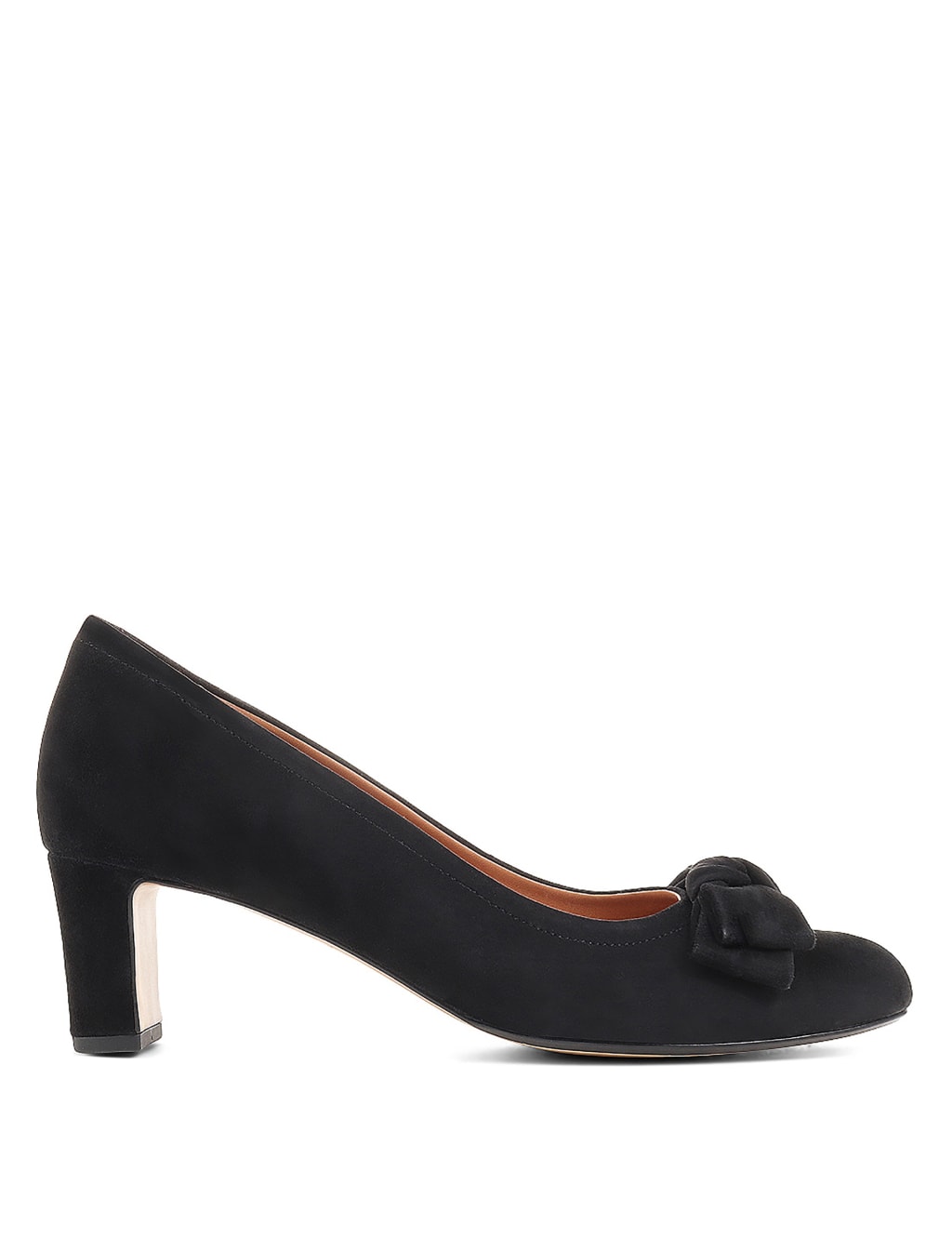 Suede Bow Block Heel Court Shoes Jones Bootmaker M S