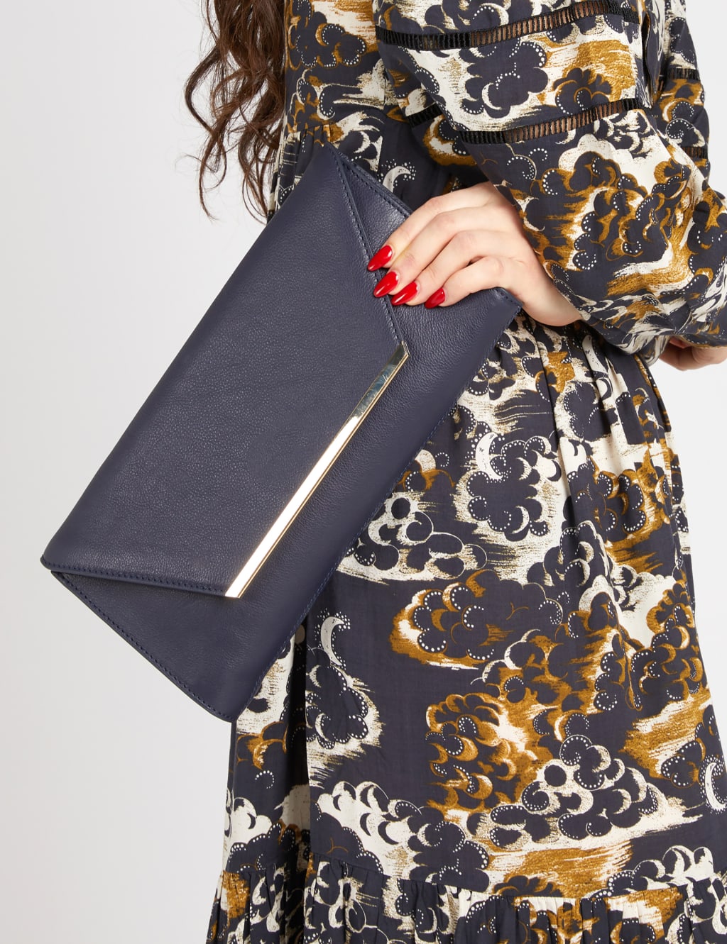 Leather Chain Strap Clutch Bag 1 of 4